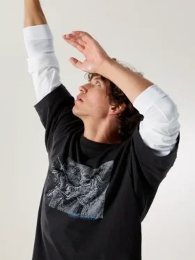 Camisa Kragg Lithographica de algodón para hombre, manga corta