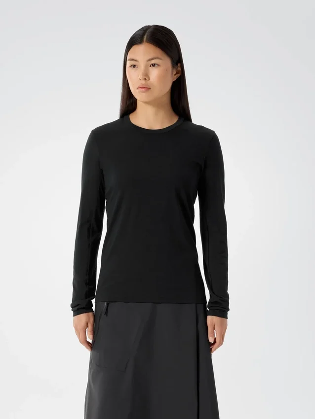 Camiseta de cuello redondo con mangas largas «Frame» para mujer