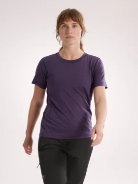 Camiseta de cuello redondo de lana merina «Lana» para mujer, manga corta
