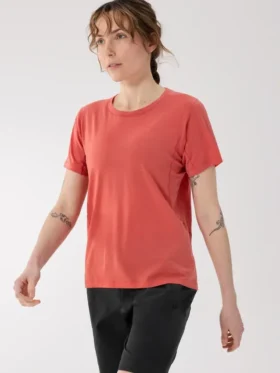 Camiseta de cuello redondo de lana merina «Lana» para mujer, manga corta