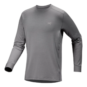 Camiseta de manga larga con cuello redondo de lana merina Rho «Grey»