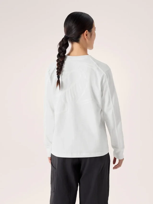 Camiseta de manga larga de algodón Kragg Bird con cuello redondo para mujer